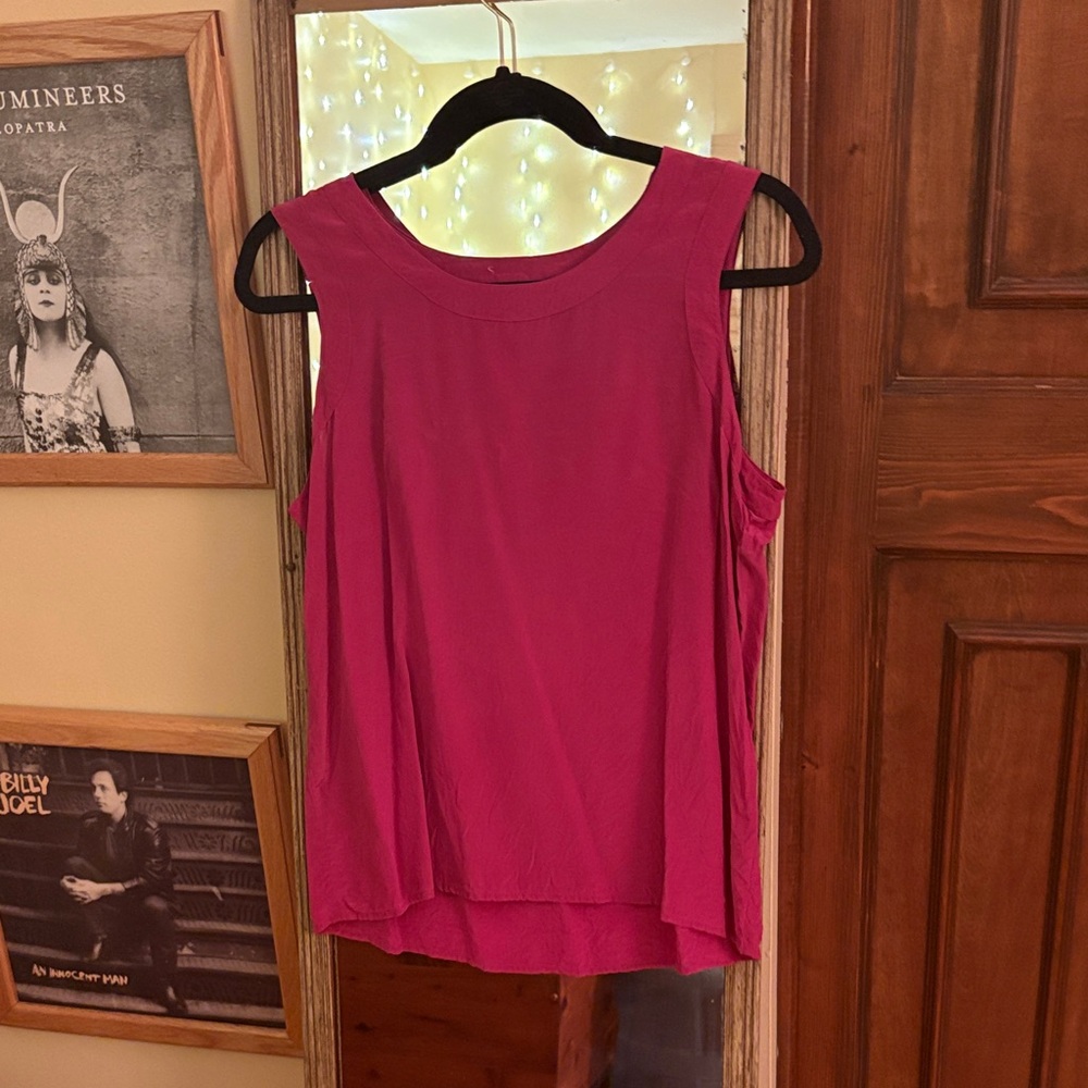 Sleeveless 100% Silk Pink Top